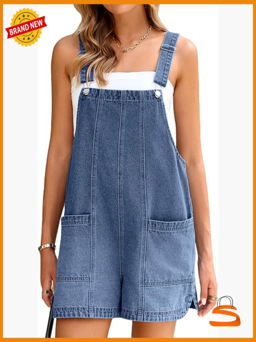 Denim Overalls Romper, Loose Fit, Adjustable Straps, Summer Casual Outfit